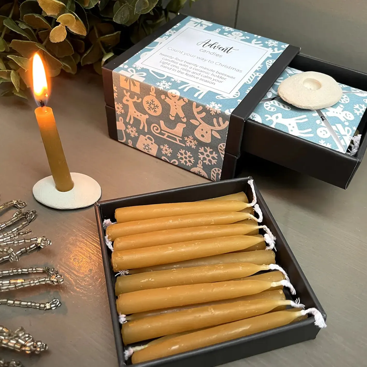 Cotton & Grey Advent Candles - Reindeer