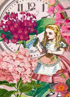 Madame Treacle Alice in Wonderland-Pink Flowers Greetings Card