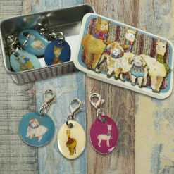 Emma Ball Alpaca & Friends Set of 6 Stitch Crochet Markers in a Pocket Tin