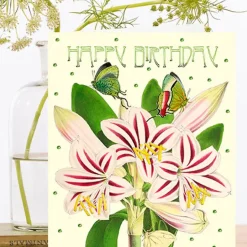 Madame Treacle Amaryllis Glitter Birthday Card