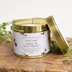Toasted Crumpet Amber & Sweet Honey Candle in a Matt Gold Tin