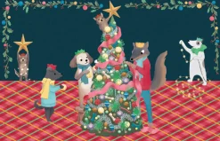 Roger La Borde Animals Dressing Tree Gold Foil Christmas Petite Card Pack