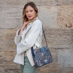 Earth Squared Bags Autumn Jacquard Blue Logan Bag