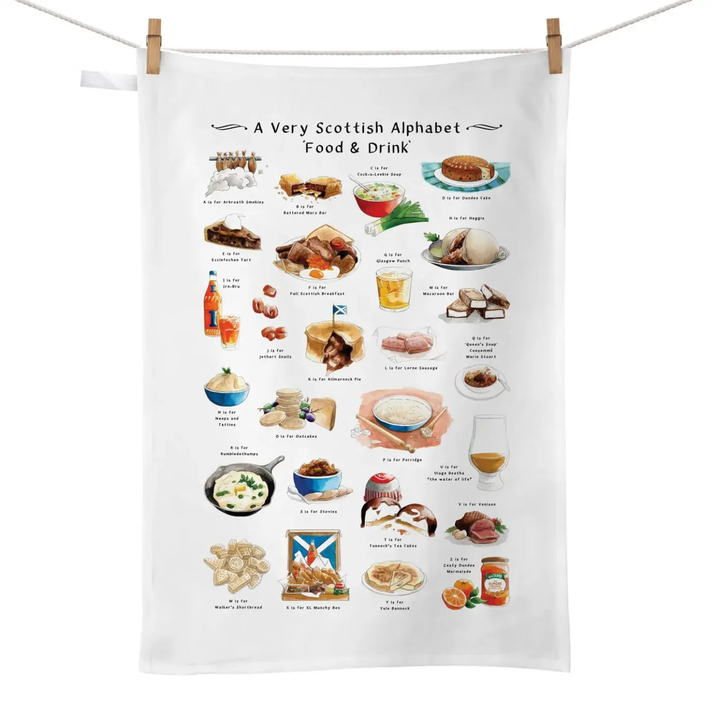 Yeti A Very Scottish Alphabet Food & Drink Tea Towel