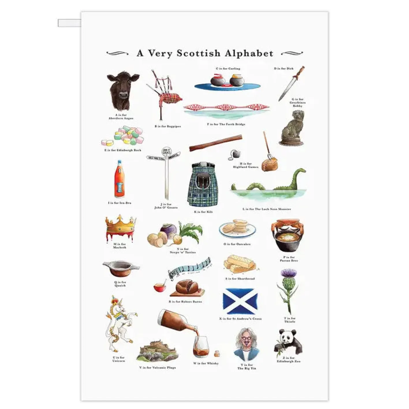 Yeti A Very Scottish Alphabet Tea Towel