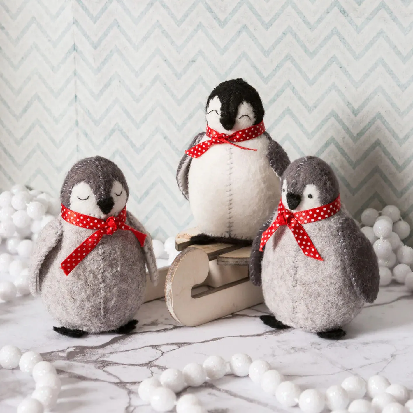 Corinne Lapierre Baby Penguins Wool Mix Felt Craft Kit
