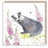 Paper Shed Design Badger with Foxgloves Greetings Card