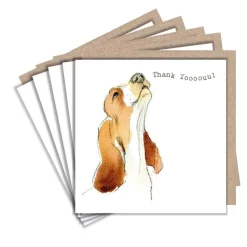 Paper Shed Design Bassett Hound "Thank Yooouu!" Set of 5 Thank You Notecards