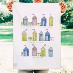 This Is Nessie Beach Huts Tea Towel by