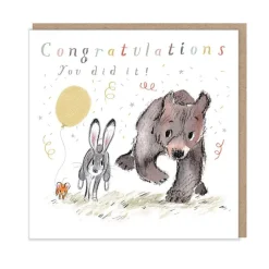 Paper Shed Design Bear and Hare "Congratulations You did it" Celebration Greetings Card