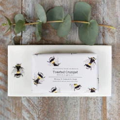 Toasted Crumpet Bee Bone China Rectangular Soap Dish