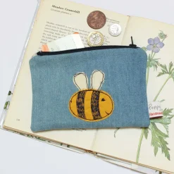 Poppy Treffry Bee Embroidered Flat CoinPurse