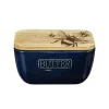 Selbrae Bee Oak & Ceramic Blue Butter Dish