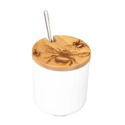 Selbrae Bee Oak & Ceramic Jar & Spoon Set Dish