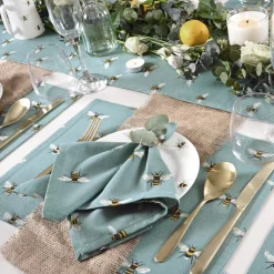 Sophie Allport Bees Teal Fabric Placemat - Set of 2