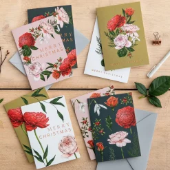 Catherine Lewis Berry Roses Range - Box of 8 Luxury Botanical Christmas Cards