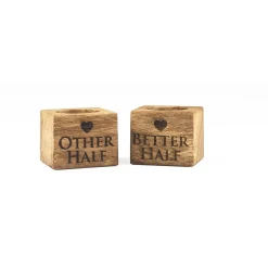 Selbrae Better & Other Half Oak Egg Cups - Set of 2