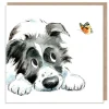 Paper Shed Design Black and White Collie with Butterfly Greetings Card