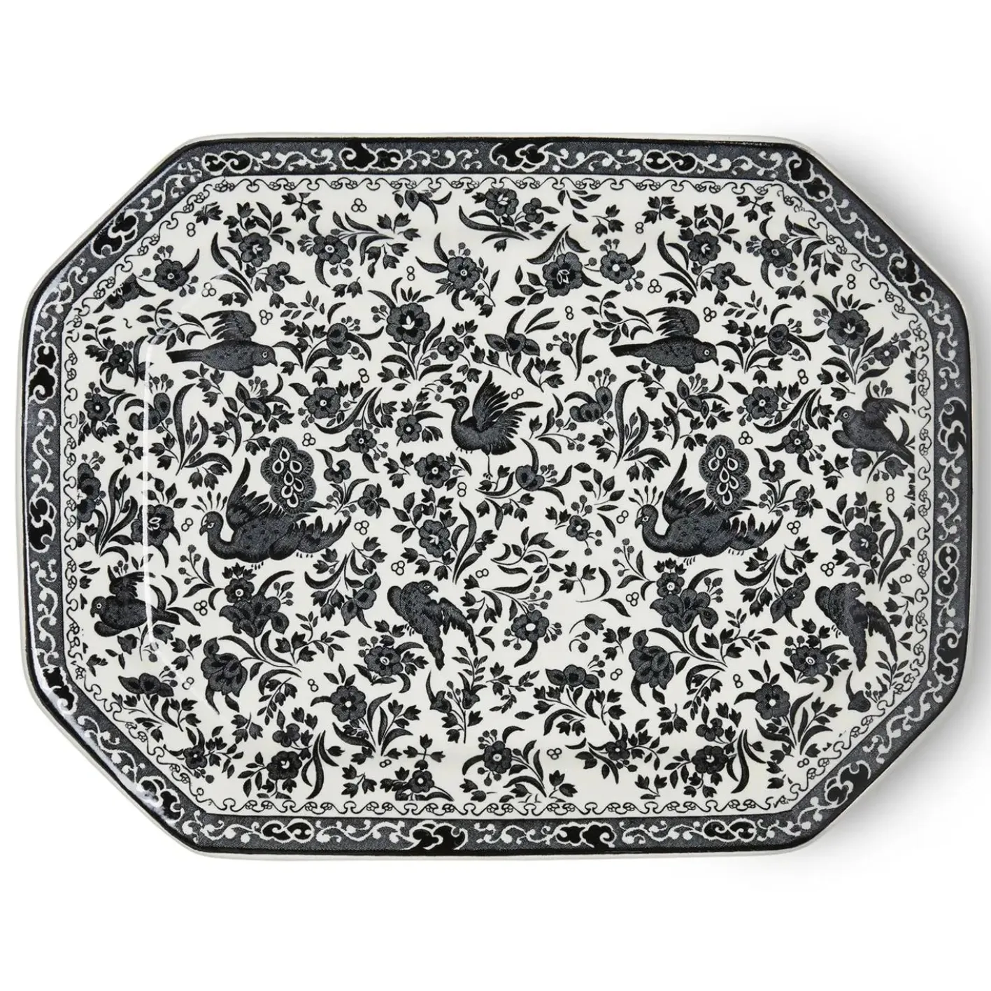 Burleigh Black Regal Peacock Rectangular Platter