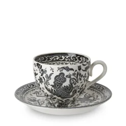 Burleigh Black Regal Peacock Teacup and Saucer