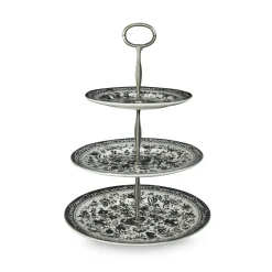 Burleigh Black Regal Peacock 3 Tier Cake Stand