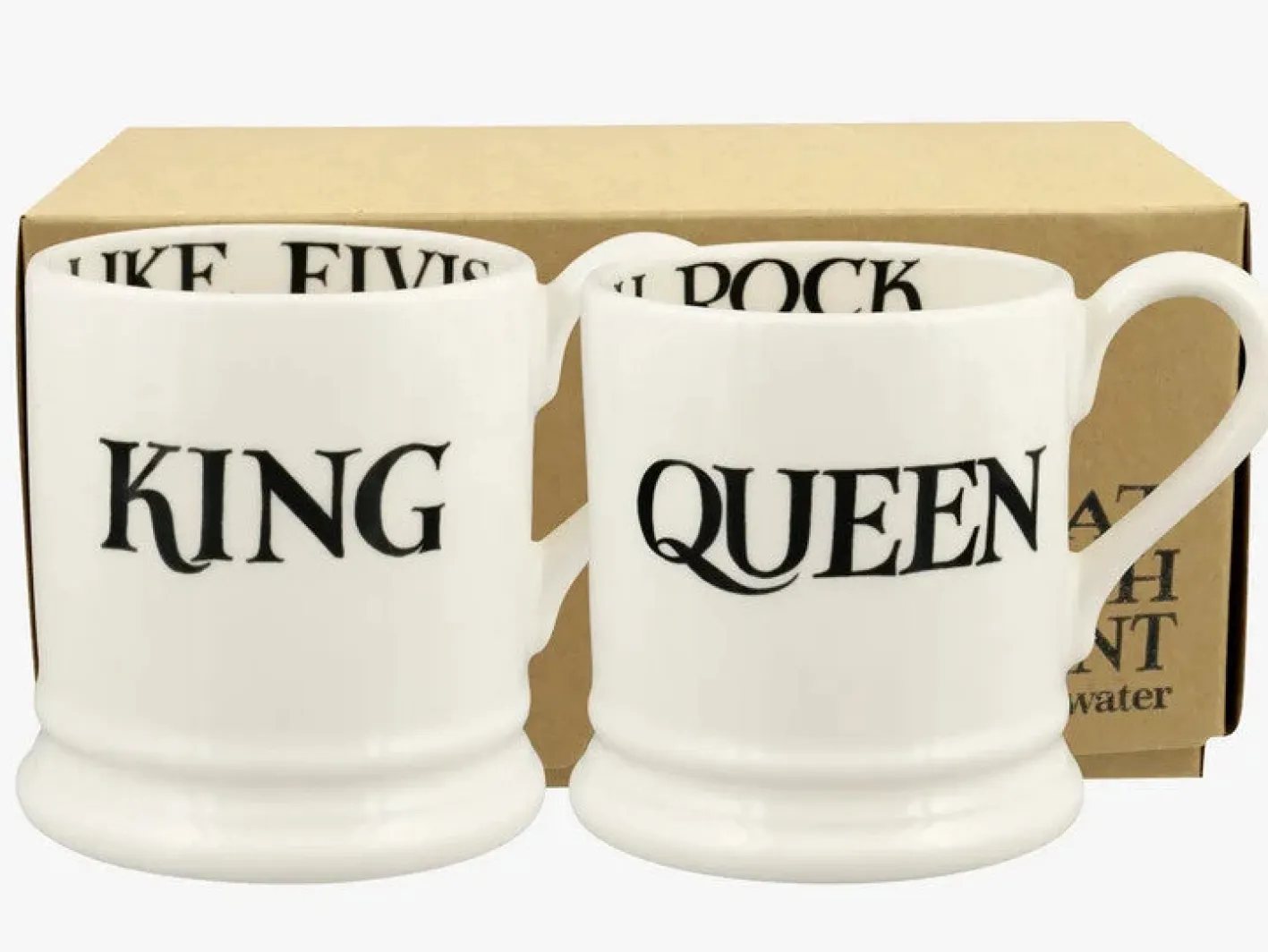 Emma Bridgewater Black Toast King & Queen Set of 2 1/2 Pint Mugs