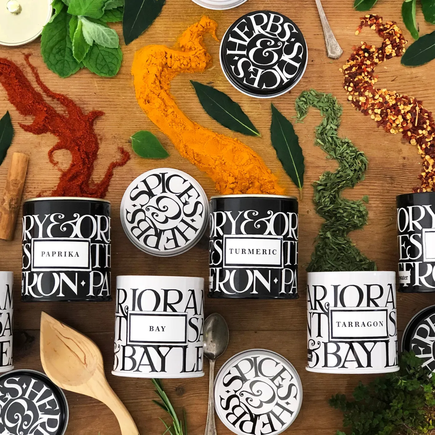 Emma Bridgewater Black Toast Set of 6 Herb/Spice Tins