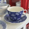Burleigh Blue Calico Breakfast Cup and Saucer