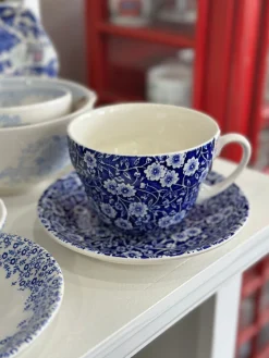 Burleigh Blue Calico Breakfast Cup and Saucer