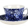 Burleigh Blue Calico Teacup and Saucer