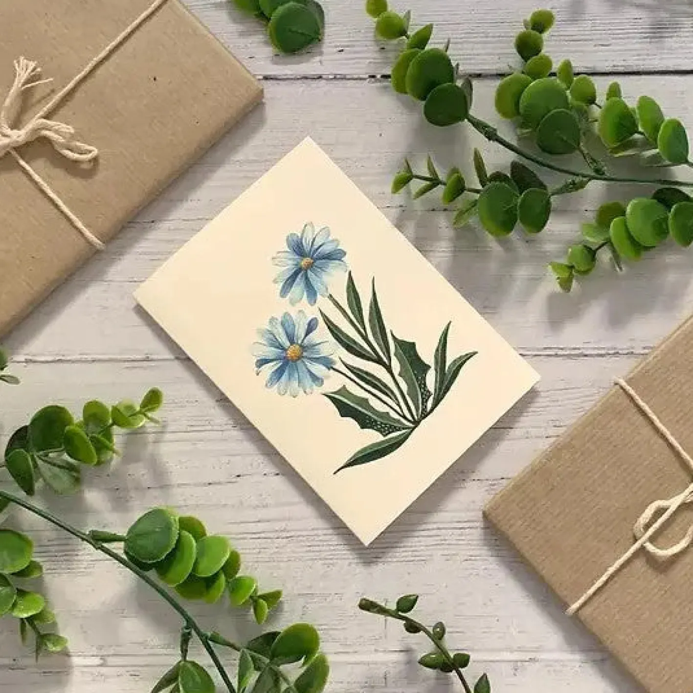 Becky Amelia Blue Daisies Greetings Card