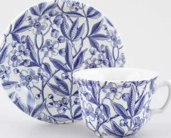 Burleigh Blue Prunus Teacup and Saucer