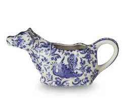 Burleigh Blue Regal Peacock Cow Creamer Boxed