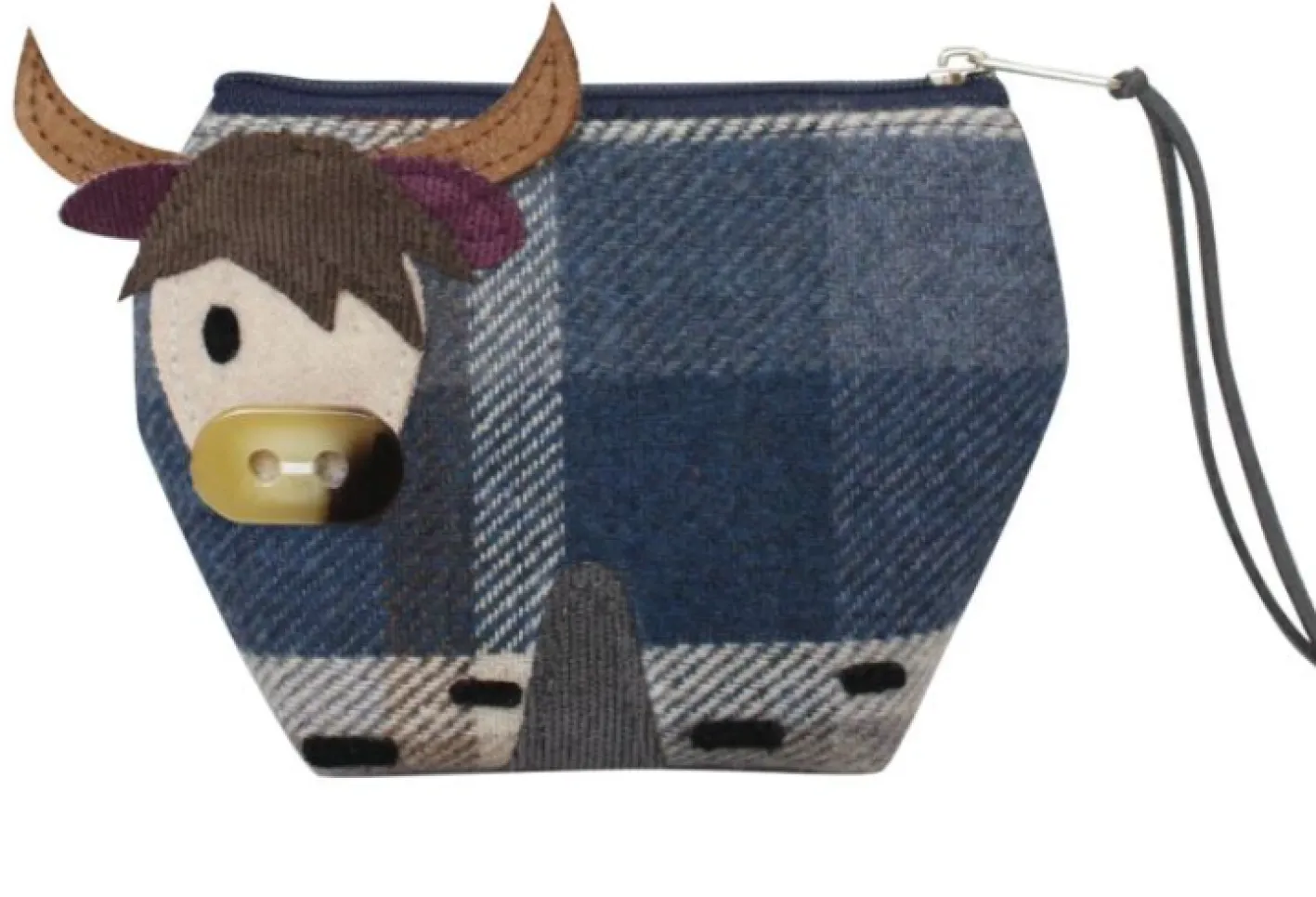 Earth Squared Bags Blue Tantallon Highland Cow Tweed Purse