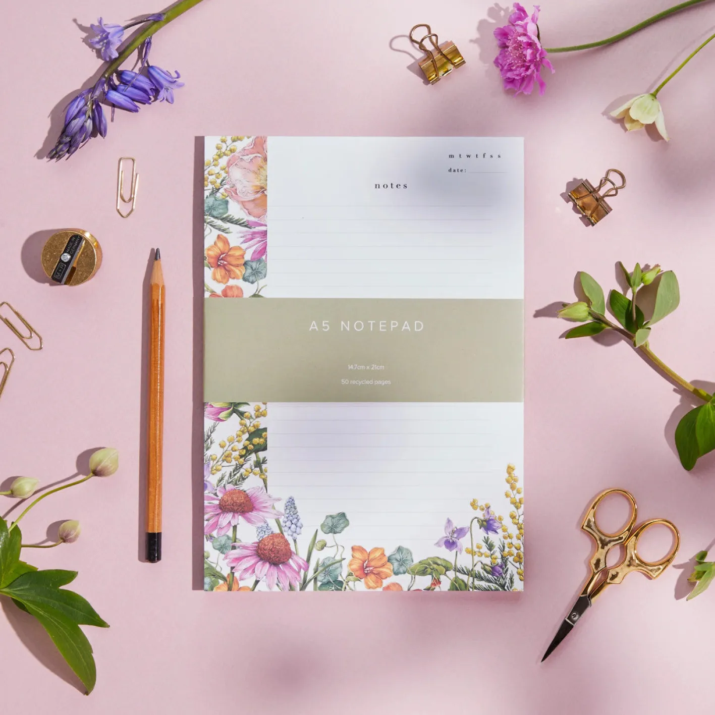 Catherine Lewis Bountiful Blooms A5 Notepad