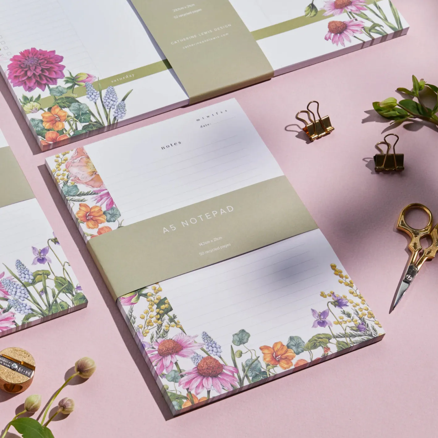 Catherine Lewis Bountiful Blooms A5 Notepad