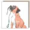 Paper Shed Design Boxer with Leash Greetings Card