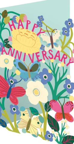 Roger La Borde Bright Butterflies Happy Anniversary Laser Greeting Card