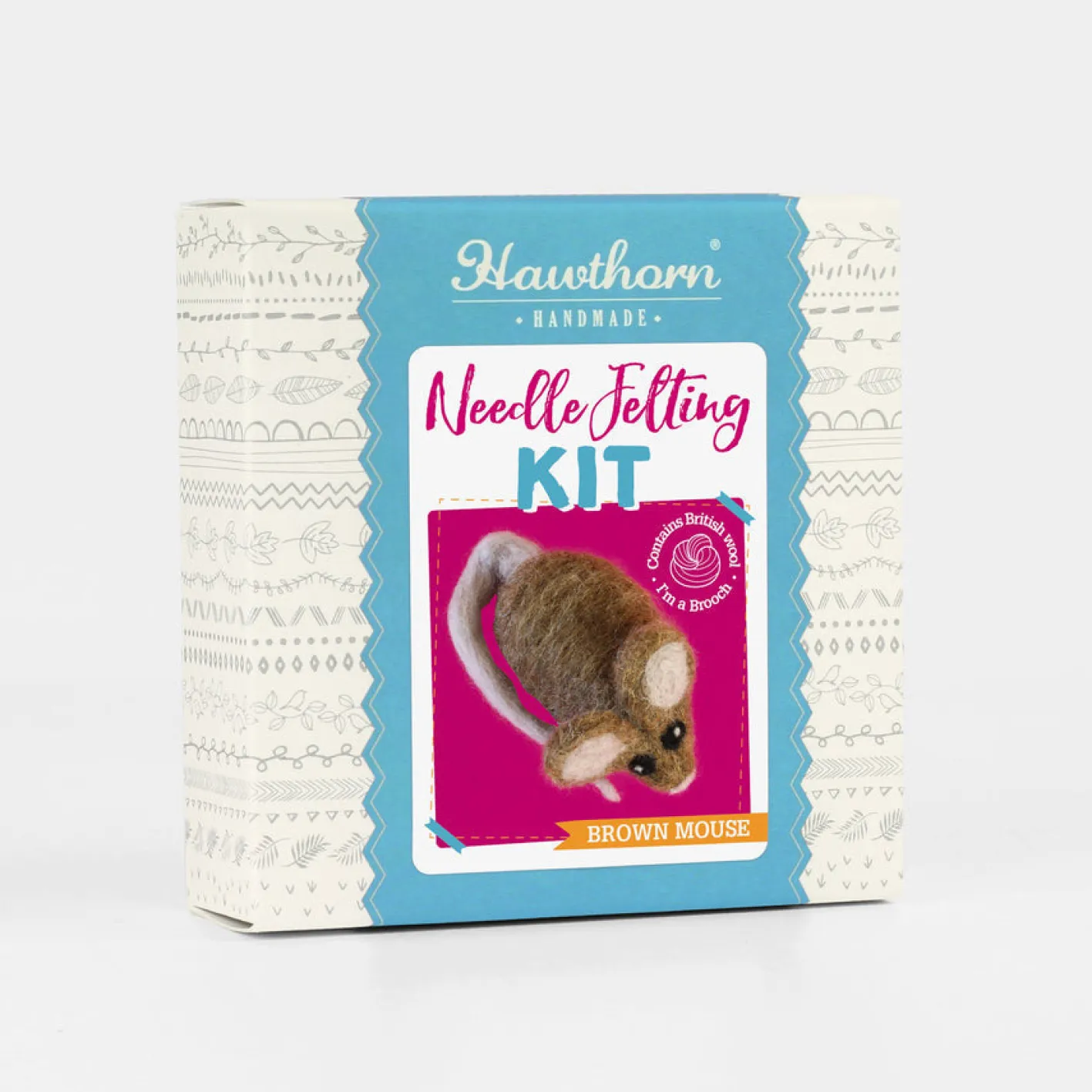 Hawthorn Handmade Brown Mouse Brooch Felting Kit