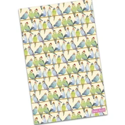 Emma Ball Budgies in Beanies Tea Towel