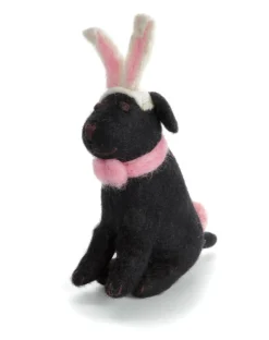 Amica Felt Bunny Earred Sitting Black Labrador Felt Decoration