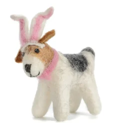 Amica Felt Bunny Earred Standing Fox Terrier Felt Decoration