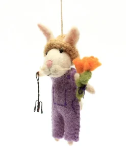 Amica Felt Bunny with Fork & Flowers Felt Decoration
