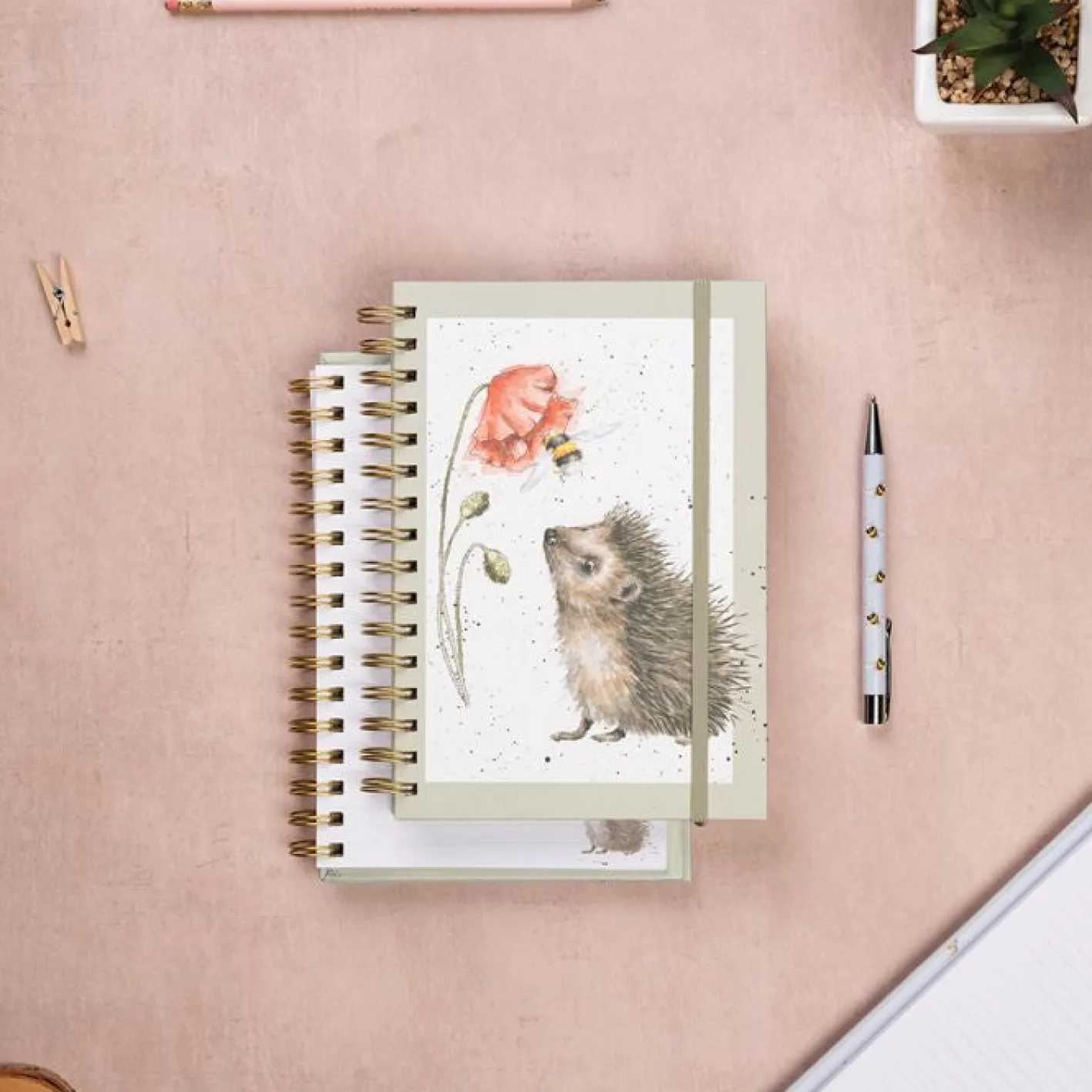 Wrendale Designs 'Busy as a Bee' Hedgehog Spiral Bound Notebook