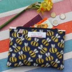 Poppy Treffry Busy Bee Flat Zip Purse with Keyring