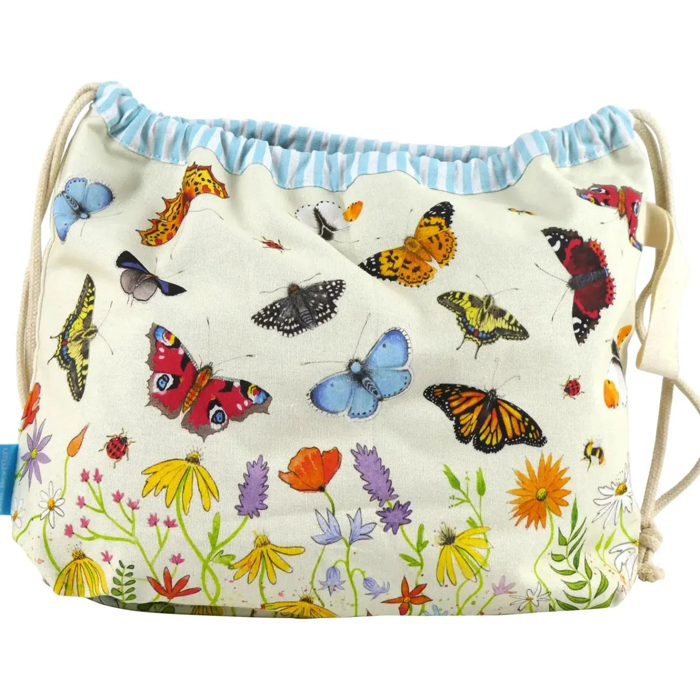 Emma Ball Butterflies Drawstring Cotton Bag
