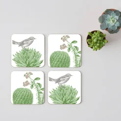Thornback & Peel Cactus & Bird Set of 4 Coasters