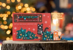 Dapple & Dot Cat & Fallen Christmas Tree Pop Out Card