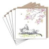 Paper Shed Design Cat and Cherry Blossoms Set of 5 Notecards
