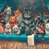 Madame Treacle Cats at the Theatre - Little Vintage Greeting Card